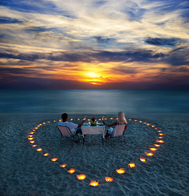 Romantic Candlelit Dinner on the Beach