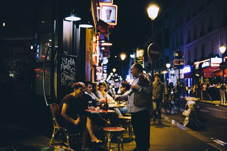 Parisian Cafes and Street Vendors