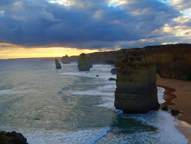 The Twelve Apostles on the Great Ocean Road see the day's end.