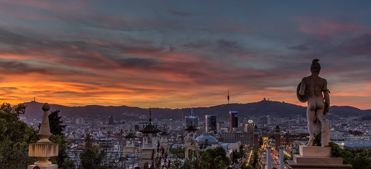Barcelona Skyline Sunset